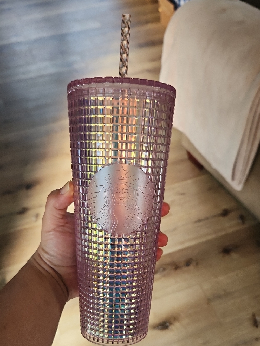 NWT Starbucks 24oz Starbucks 2020 Holiday Pink Grid Disco Cold Cup